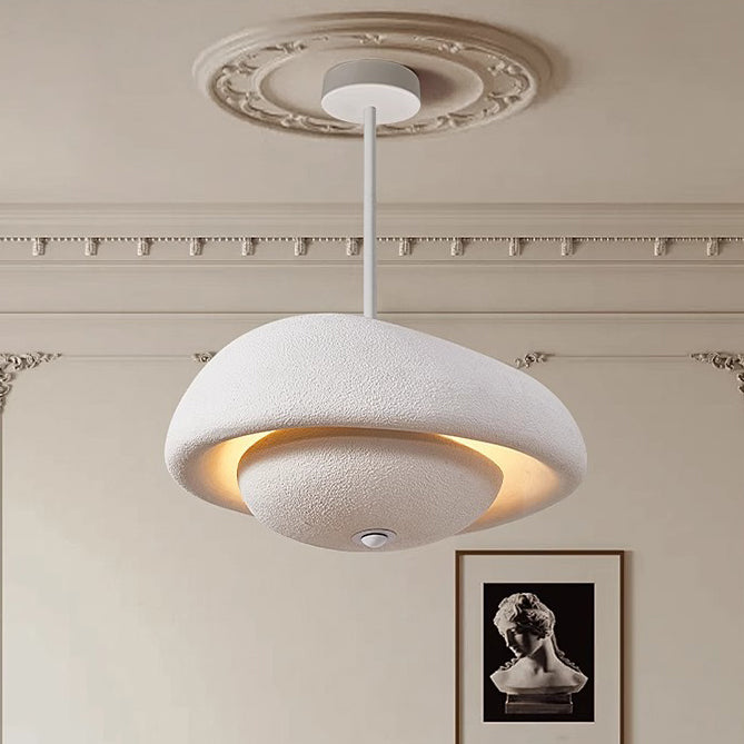 Irregular Round Traditional Japanese Resin 3-Light Chandelier for Home