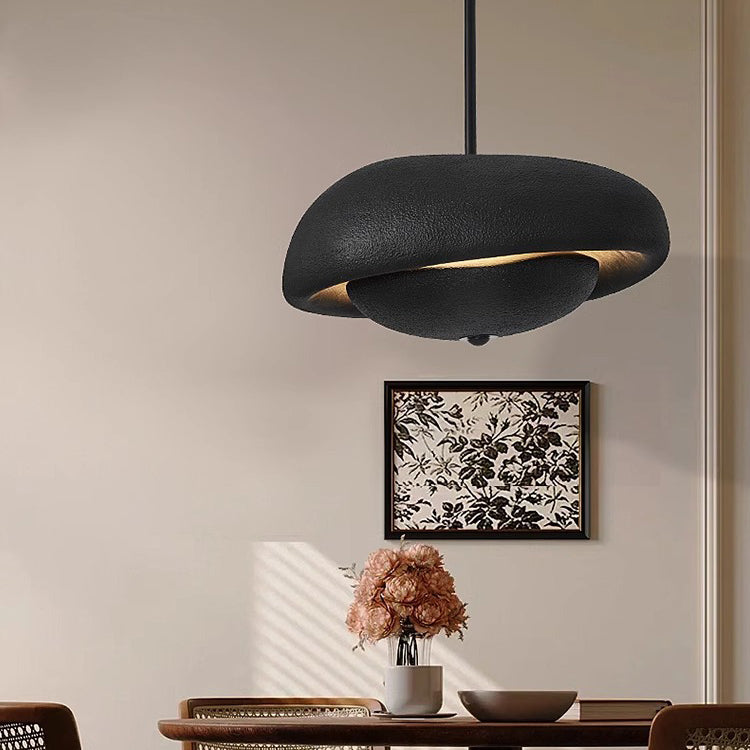 Irregular Round Traditional Japanese Resin 3-Light Chandelier for Home