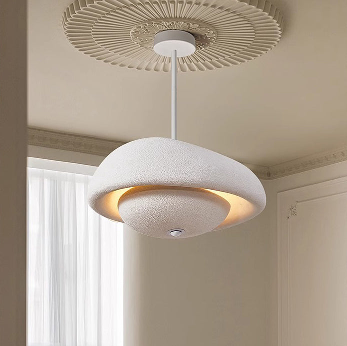 Irregular Round Traditional Japanese Resin 3-Light Chandelier for Home