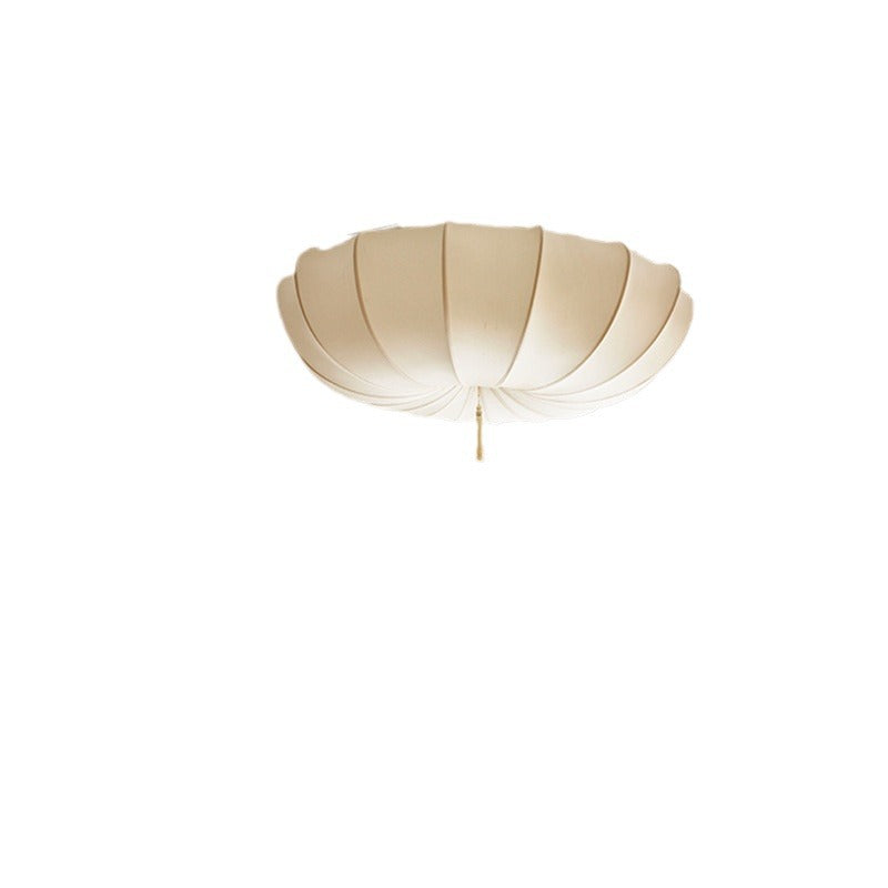 Elegant French Fabric Iron Pleated Tassel 3-Light Chandelier for Bedroom & Living Room