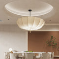 Elegant French Fabric Iron Pleated Tassel 3-Light Chandelier for Bedroom & Living Room