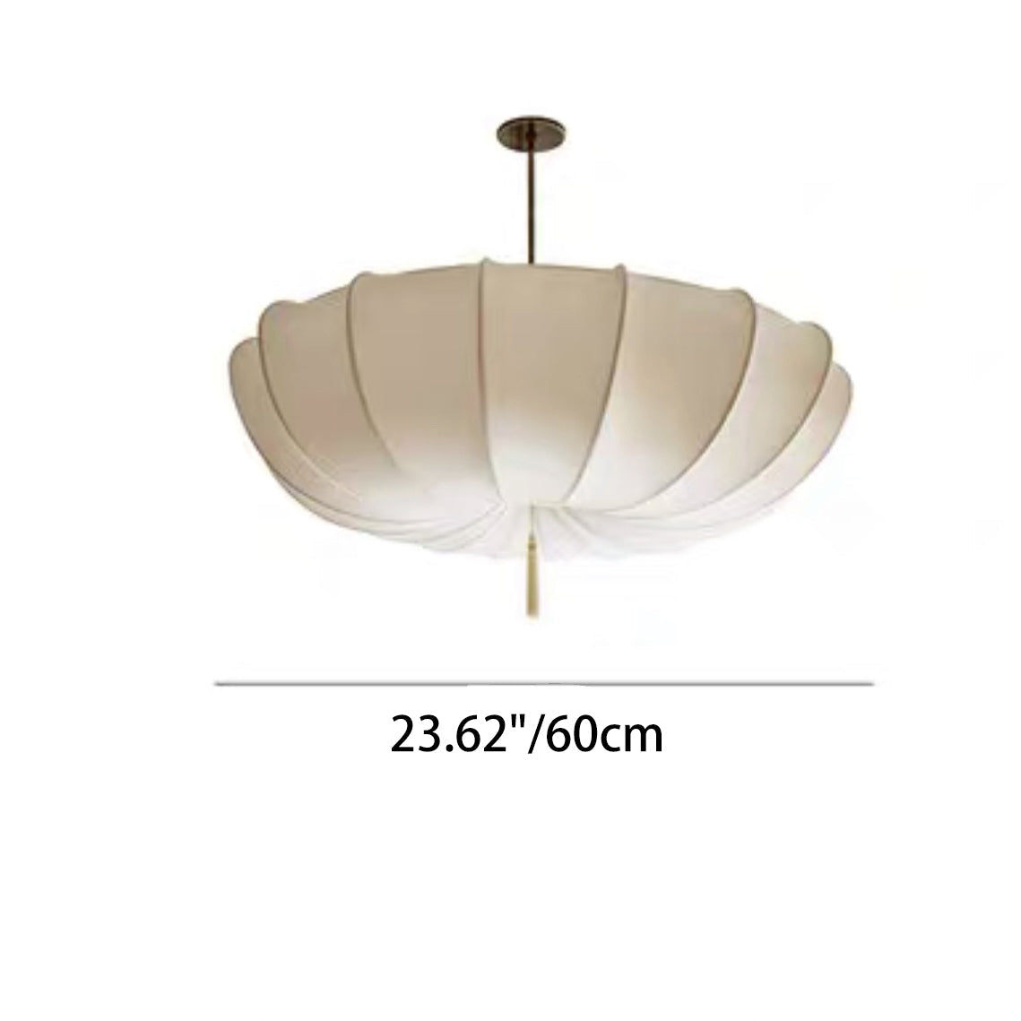 Elegant French Fabric Iron Pleated Tassel 3-Light Chandelier for Bedroom & Living Room