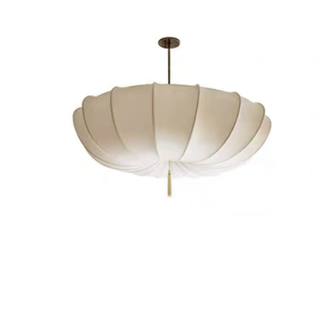 Elegant French Fabric Iron Pleated Tassel 3-Light Chandelier for Bedroom & Living Room