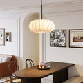 Elegant Faux Silk Pumpkin Stripe Chandelier for Bedroom & Living Room