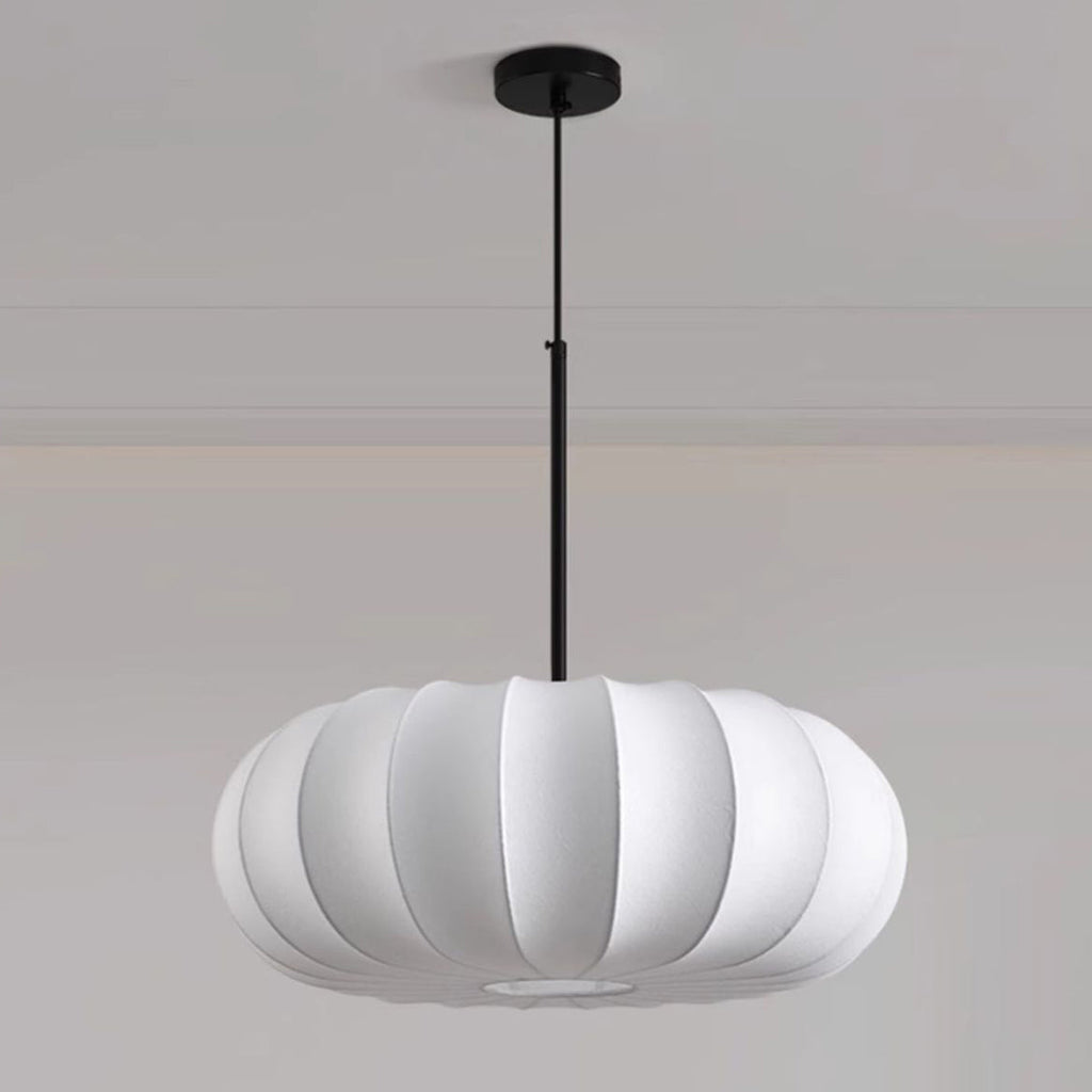 Elegant Faux Silk Pumpkin Stripe Chandelier for Bedroom & Living Room