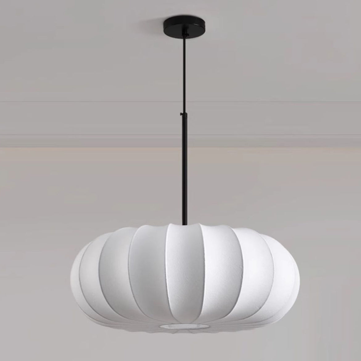 Elegant Faux Silk Pumpkin Stripe Chandelier for Bedroom & Living Room