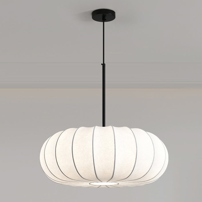 Elegant Faux Silk Pumpkin Stripe Chandelier for Bedroom & Living Room