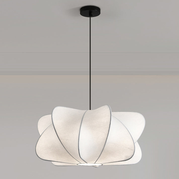 Elegant Faux Silk Japanese Iron Propeller Chandelier for Bedroom & Living Room