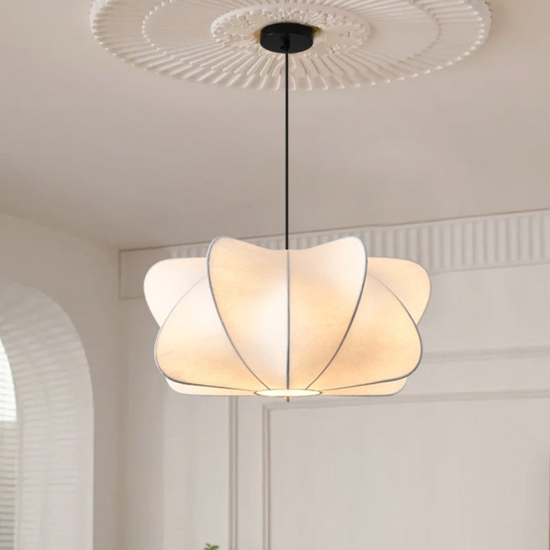 Elegant Faux Silk Japanese Iron Propeller Chandelier for Bedroom & Living Room