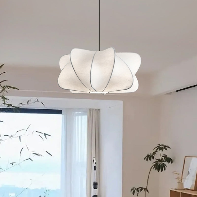 Elegant Faux Silk Japanese Iron Propeller Chandelier for Bedroom & Living Room