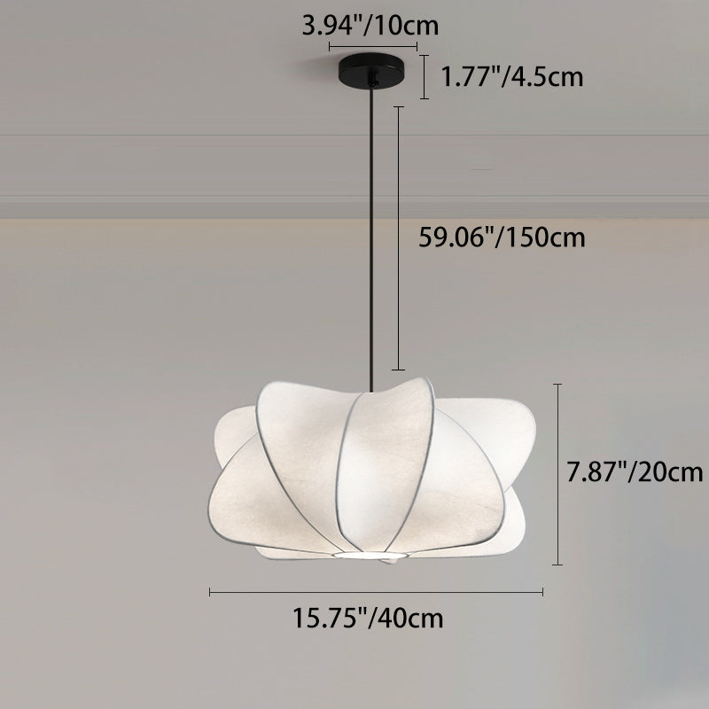 Elegant Faux Silk Japanese Iron Propeller Chandelier for Bedroom & Living Room
