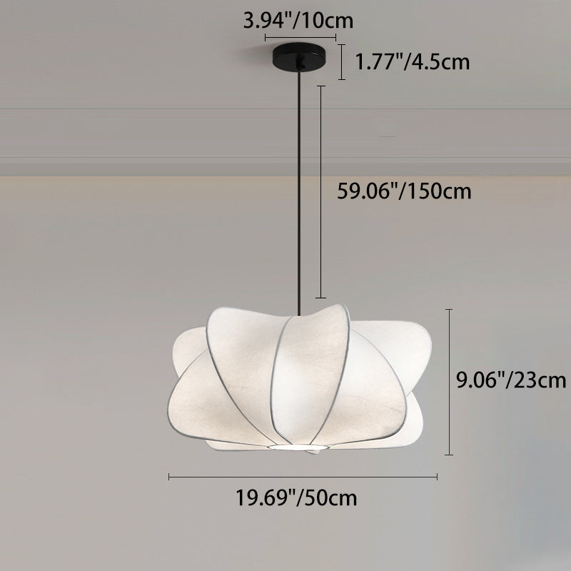 Elegant Faux Silk Japanese Iron Propeller Chandelier for Bedroom & Living Room