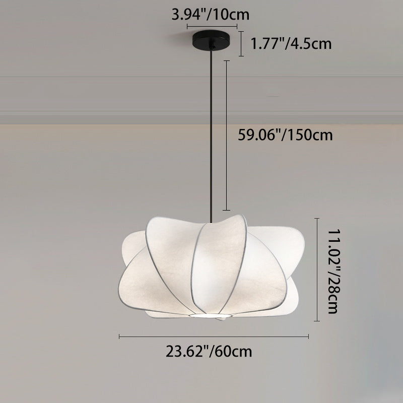 Elegant Faux Silk Japanese Iron Propeller Chandelier for Bedroom & Living Room
