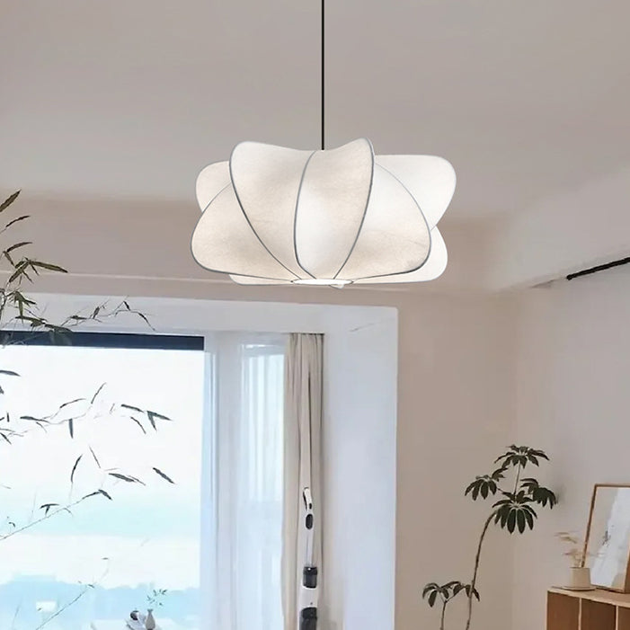 Elegant Faux Silk Japanese Iron Propeller Chandelier for Bedroom & Living Room