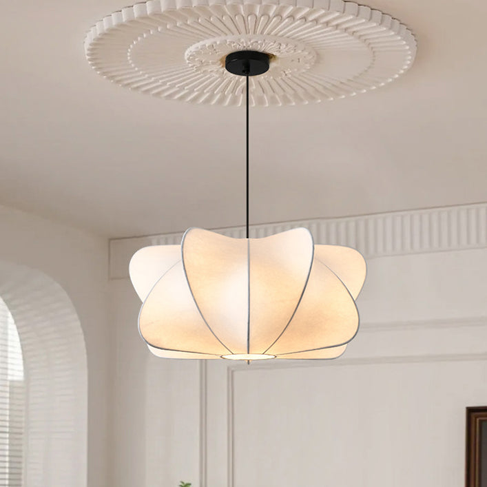 Elegant Faux Silk Japanese Iron Propeller Chandelier for Bedroom & Living Room
