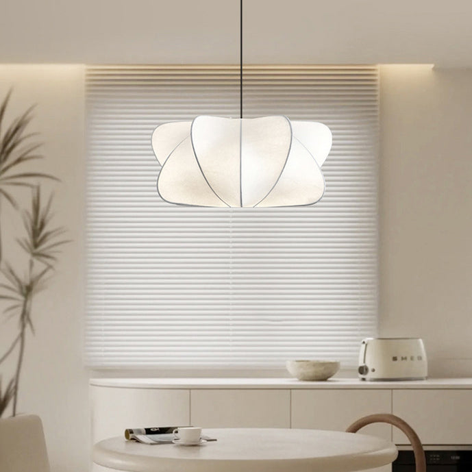 Elegant Faux Silk Japanese Iron Propeller Chandelier for Bedroom & Living Room