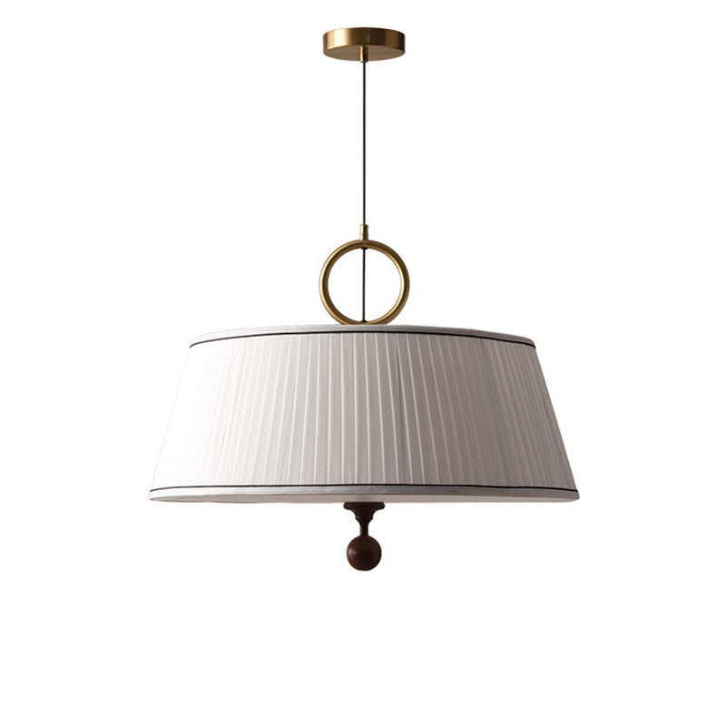 Vintage Pleated Round Chandelier with Ash Wood Hardware for Bedroom & Living Room