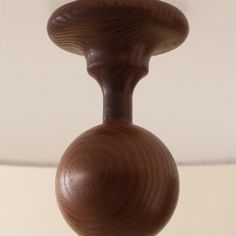 Vintage Pleated Round Chandelier with Ash Wood Hardware for Bedroom & Living Room