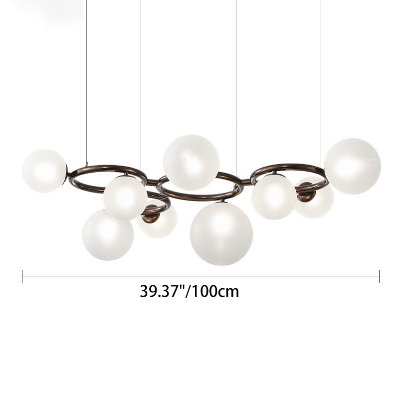 Scandinavian-Style Glass & Iron Round Orb Chandelier for Bedroom, Living Room