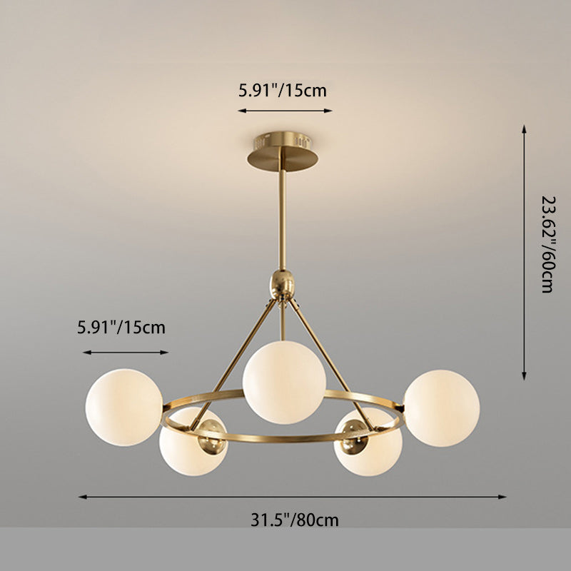 Modern Scandinavian Glass & Iron Globe Chandelier for Bedroom & Living Room