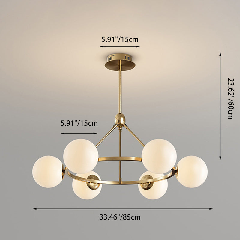 Modern Scandinavian Glass & Iron Globe Chandelier for Bedroom & Living Room