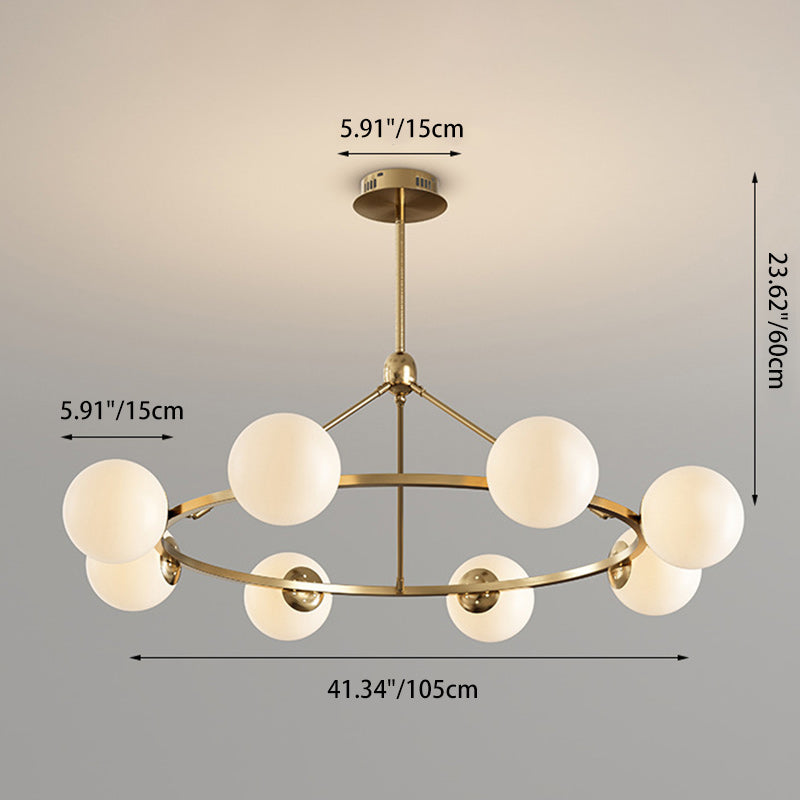 Modern Scandinavian Glass & Iron Globe Chandelier for Bedroom & Living Room