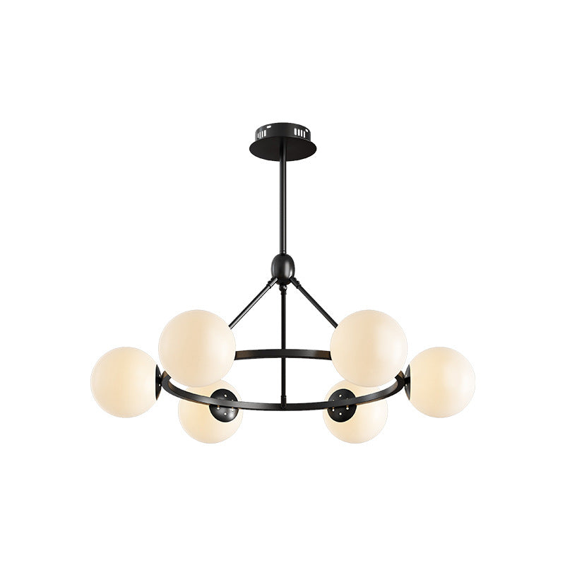 Modern Scandinavian Glass & Iron Globe Chandelier for Bedroom & Living Room