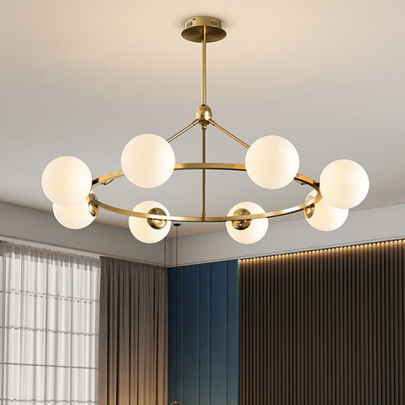 Modern Scandinavian Glass & Iron Globe Chandelier for Bedroom & Living Room