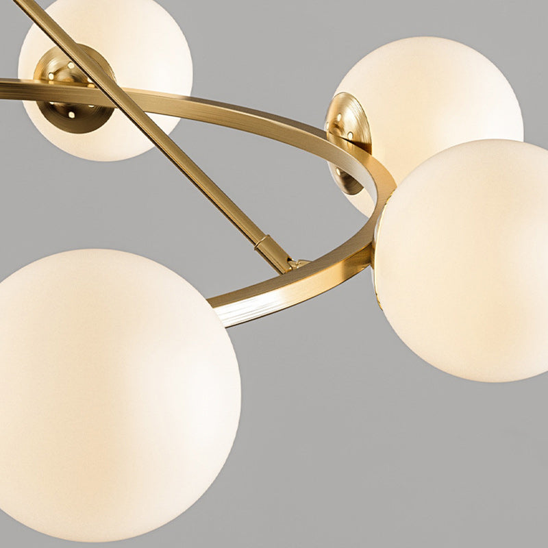 Modern Scandinavian Glass & Iron Globe Chandelier for Bedroom & Living Room