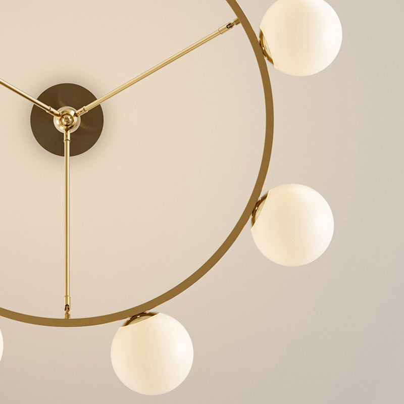 Modern Scandinavian Glass & Iron Globe Chandelier for Bedroom & Living Room
