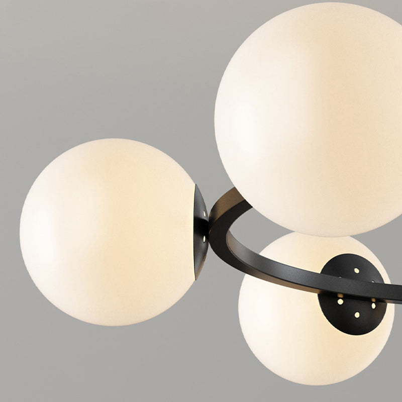 Modern Scandinavian Glass & Iron Globe Chandelier for Bedroom & Living Room