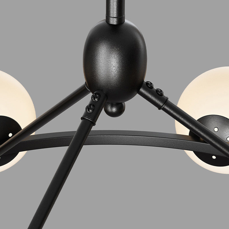 Modern Scandinavian Glass & Iron Globe Chandelier for Bedroom & Living Room