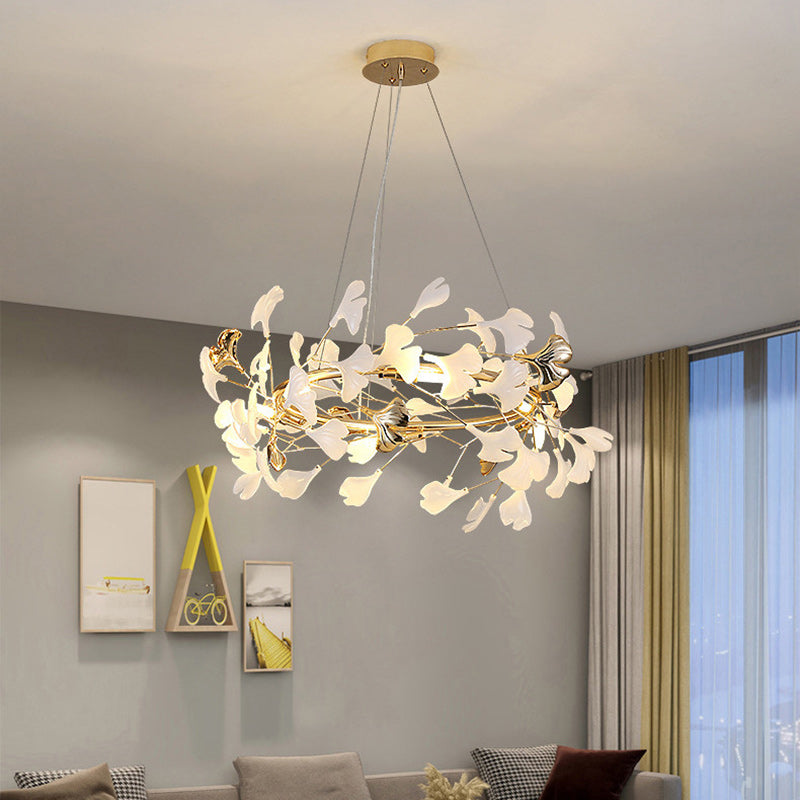 Modern Acrylic Aluminum Ginkgo Leaf Chandelier for Bedroom - 10/12/15 Lights