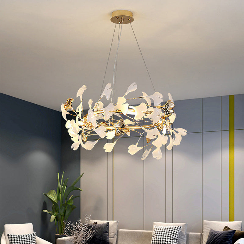 Modern Acrylic Aluminum Ginkgo Leaf Chandelier for Bedroom - 10/12/15 Lights