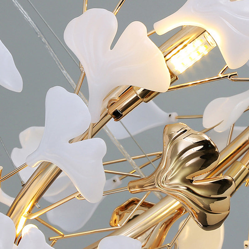 Modern Acrylic Aluminum Ginkgo Leaf Chandelier for Bedroom - 10/12/15 Lights