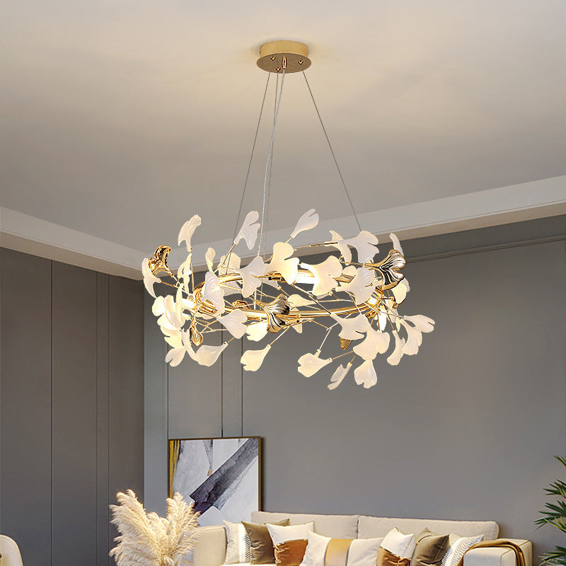 Modern Acrylic Aluminum Ginkgo Leaf Chandelier for Bedroom - 10/12/15 Lights