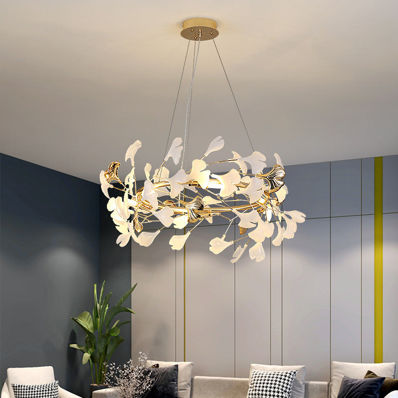 Modern Acrylic Aluminum Ginkgo Leaf Chandelier for Bedroom - 10/12/15 Lights