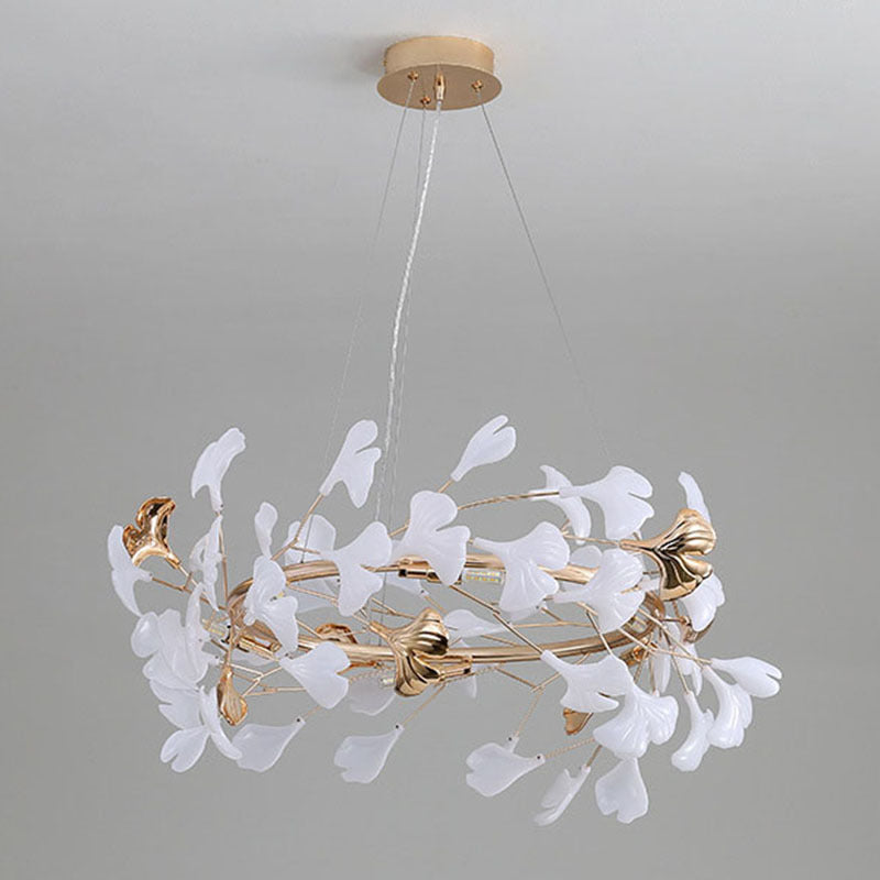 Modern Acrylic Aluminum Ginkgo Leaf Chandelier for Bedroom - 10/12/15 Lights