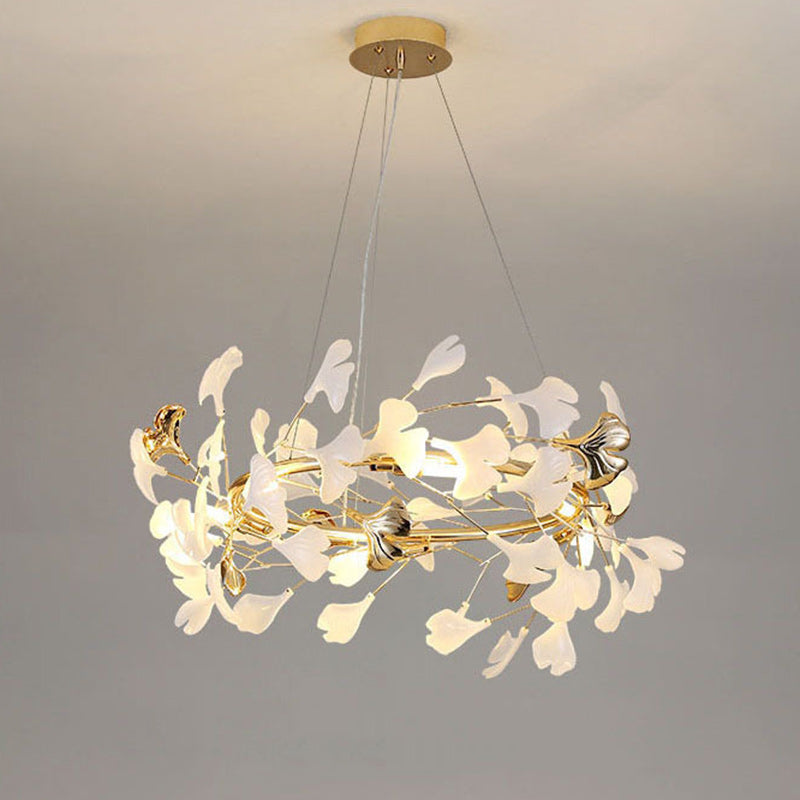 Modern Acrylic Aluminum Ginkgo Leaf Chandelier for Bedroom - 10/12/15 Lights