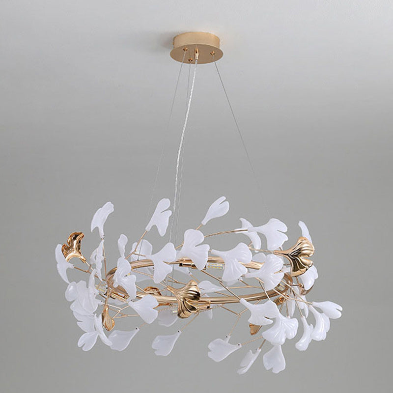 Modern Acrylic Aluminum Ginkgo Leaf Chandelier for Bedroom - 10/12/15 Lights