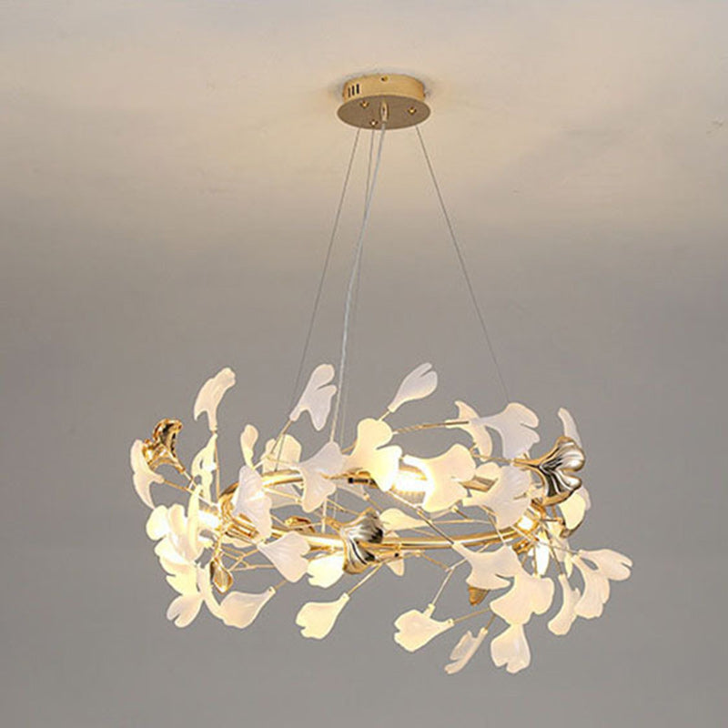 Modern Acrylic Aluminum Ginkgo Leaf Chandelier for Bedroom - 10/12/15 Lights