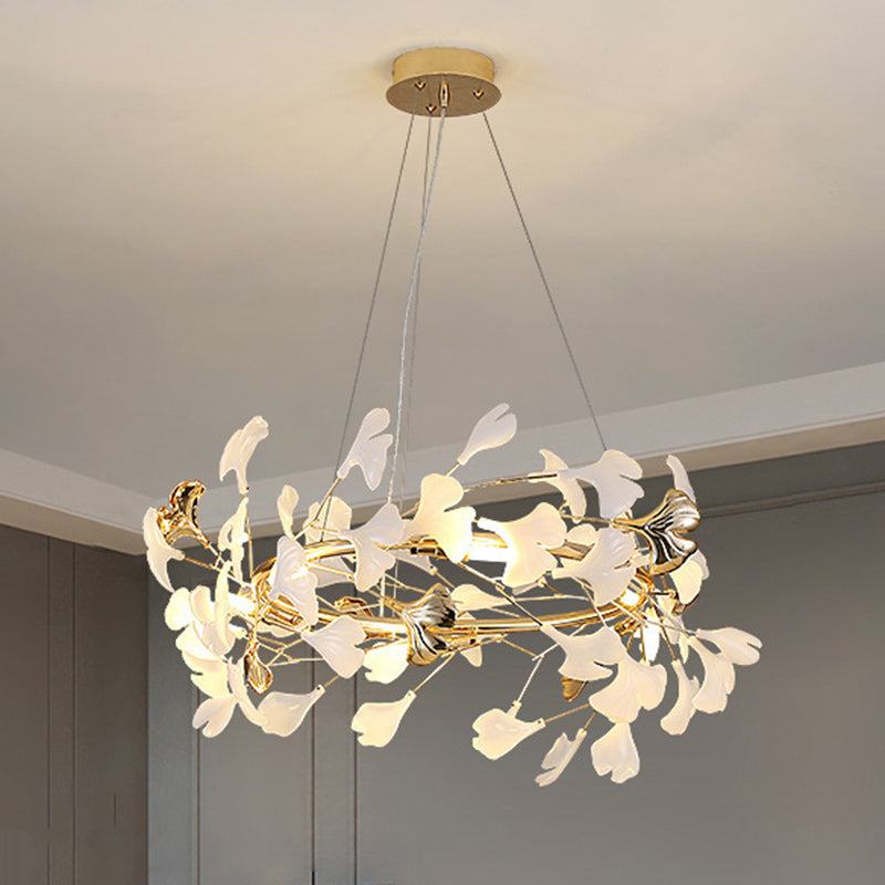 Modern Acrylic Aluminum Ginkgo Leaf Chandelier for Bedroom - 10/12/15 Lights