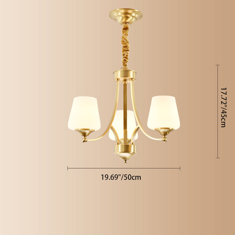 Vintage Glass Brass Chandelier in Branching Cylinder Style for Living Room
