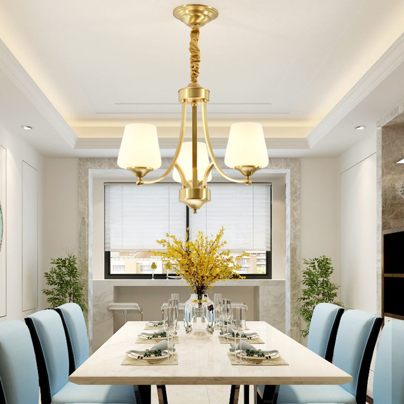 Vintage Glass Brass Chandelier in Branching Cylinder Style for Living Room
