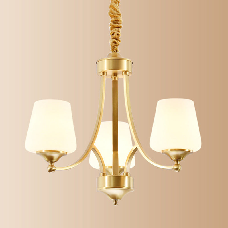 Vintage Glass Brass Chandelier in Branching Cylinder Style for Living Room