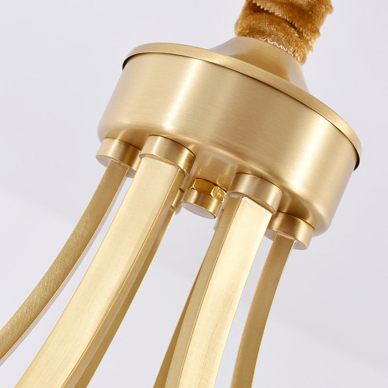 Vintage Glass Brass Chandelier in Branching Cylinder Style for Living Room