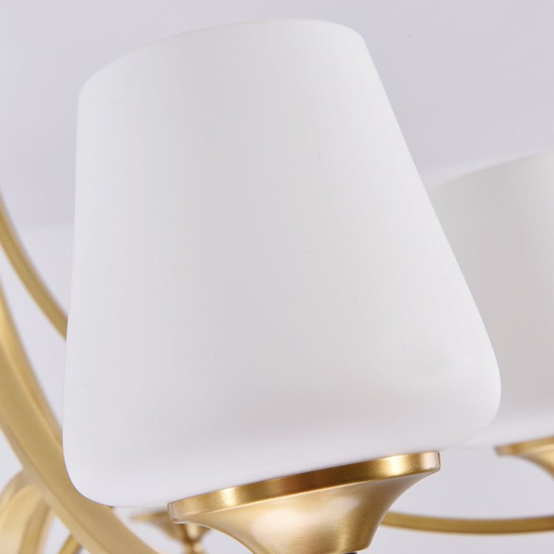 Vintage Glass Brass Chandelier in Branching Cylinder Style for Living Room