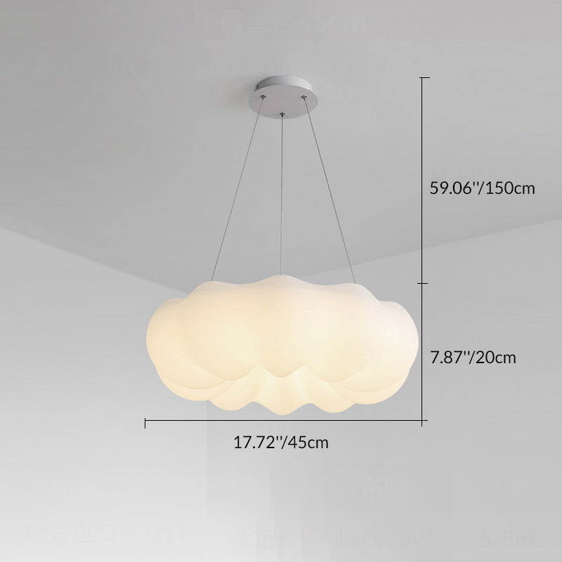 Modern White PE Iron Cloud-Shaped LED Chandelier for Living Room Decor