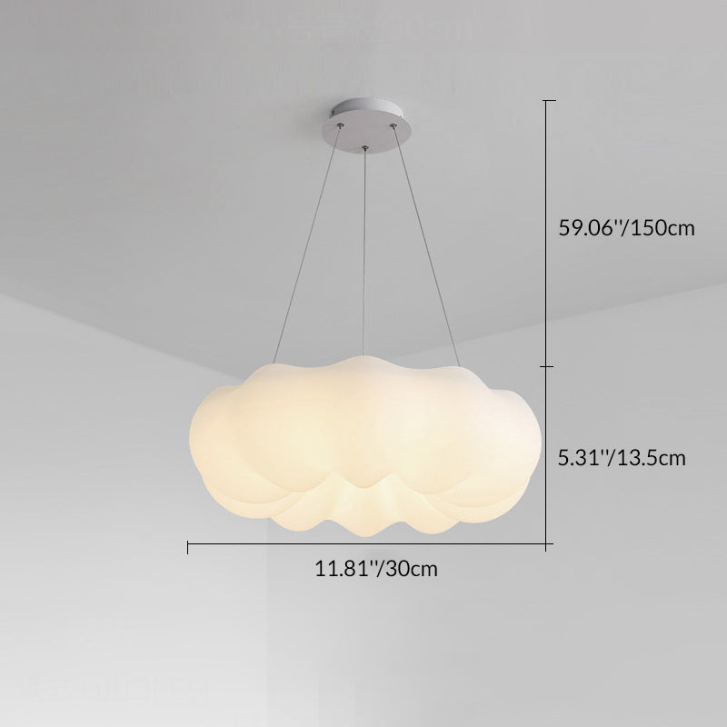 Modern White PE Iron Cloud-Shaped LED Chandelier for Living Room Decor