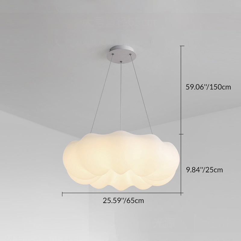 Modern White PE Iron Cloud-Shaped LED Chandelier for Living Room Decor